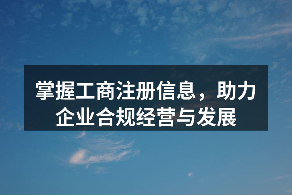 掌握工商注册信息，助力企业合规经营与发展