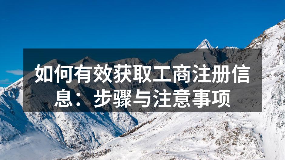 如何有效获取工商注册信息：步骤与注意事项